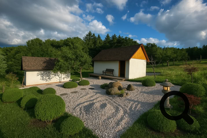 zahrada FENG SHUI - suché řečiště